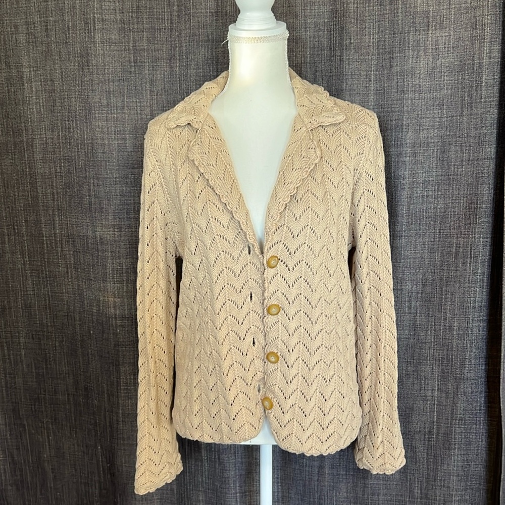 Charter club tan knit cardigan blazer size XL
